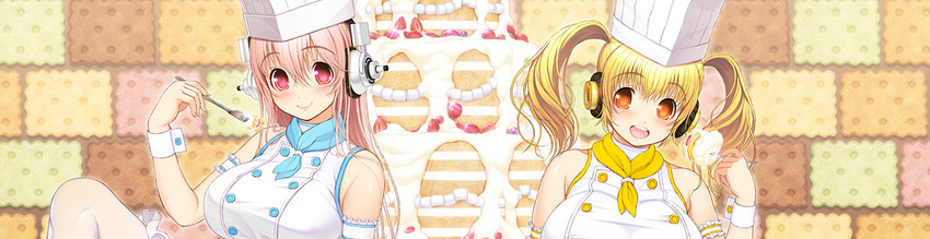super sonico and super pochaco (nitroplus) drawn by tsuji_santa