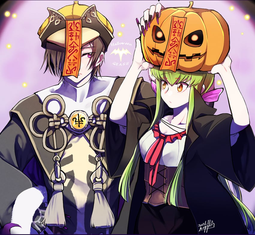 c.c. and lelouch vi britannia (code geass) drawn by noppo