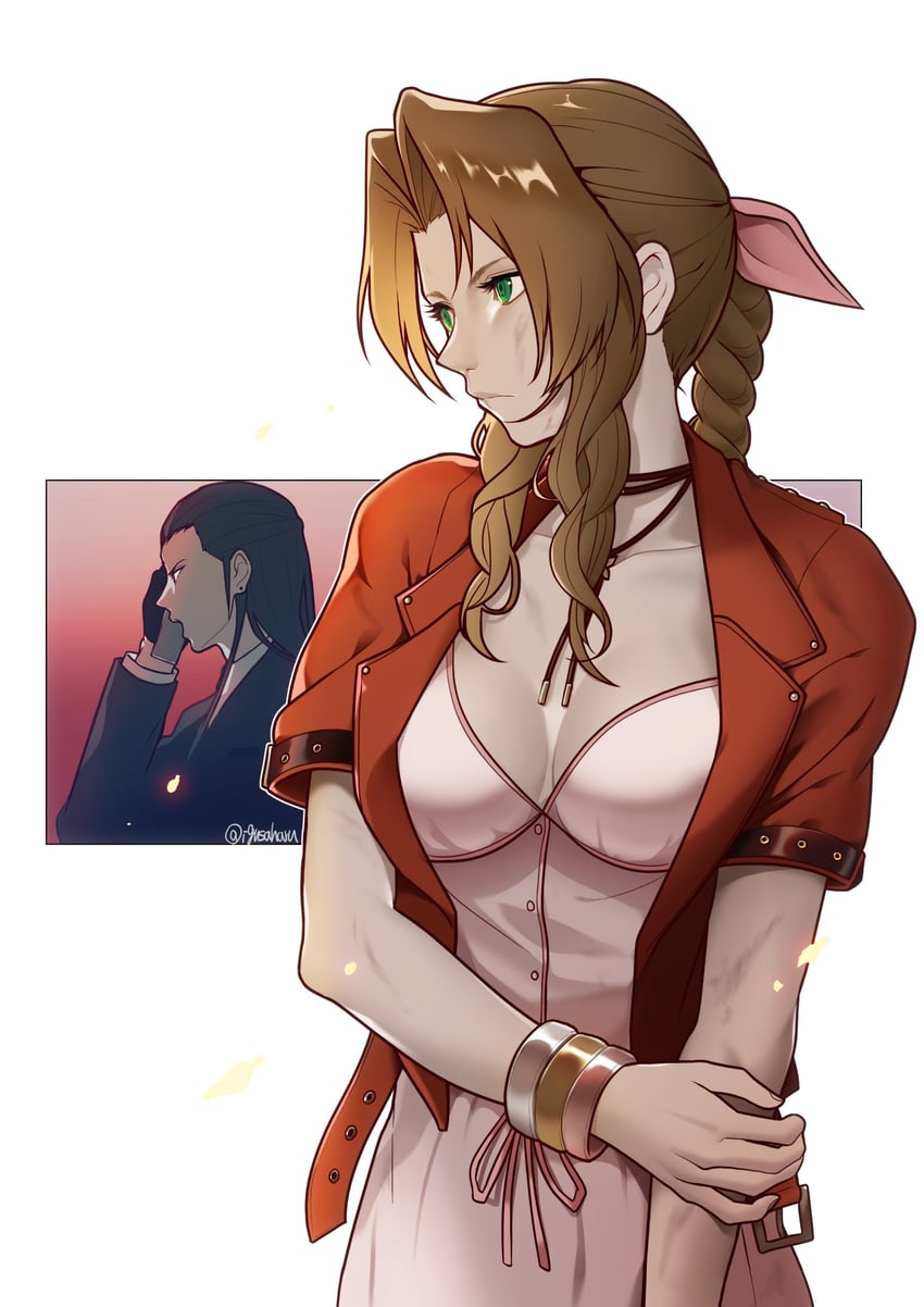 aerith gainsborough and tseng (final fantasy and 2 more) drawn by igusaharu