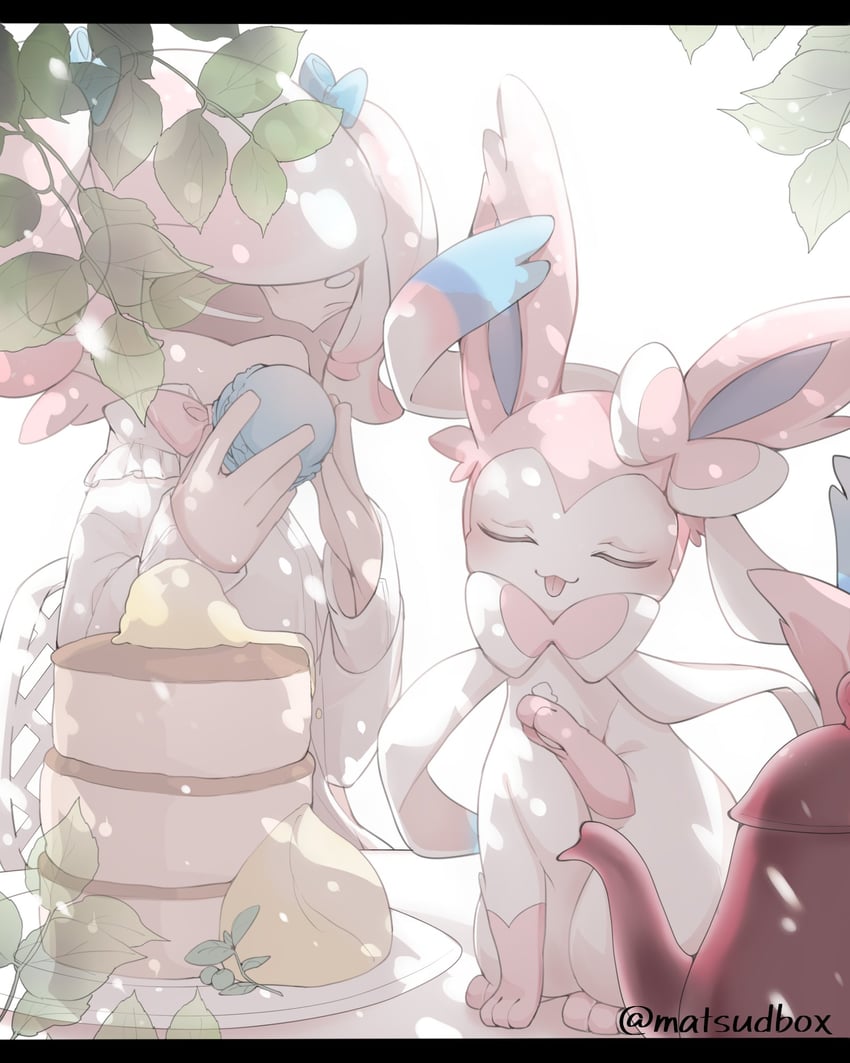 marie and sylveon (pokemon and 1 more) drawn by matsushita_(matsudbox)