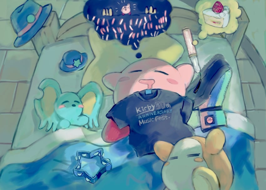 kirby, waddle dee, and elfilin (kirby and 1 more) drawn by kezuru