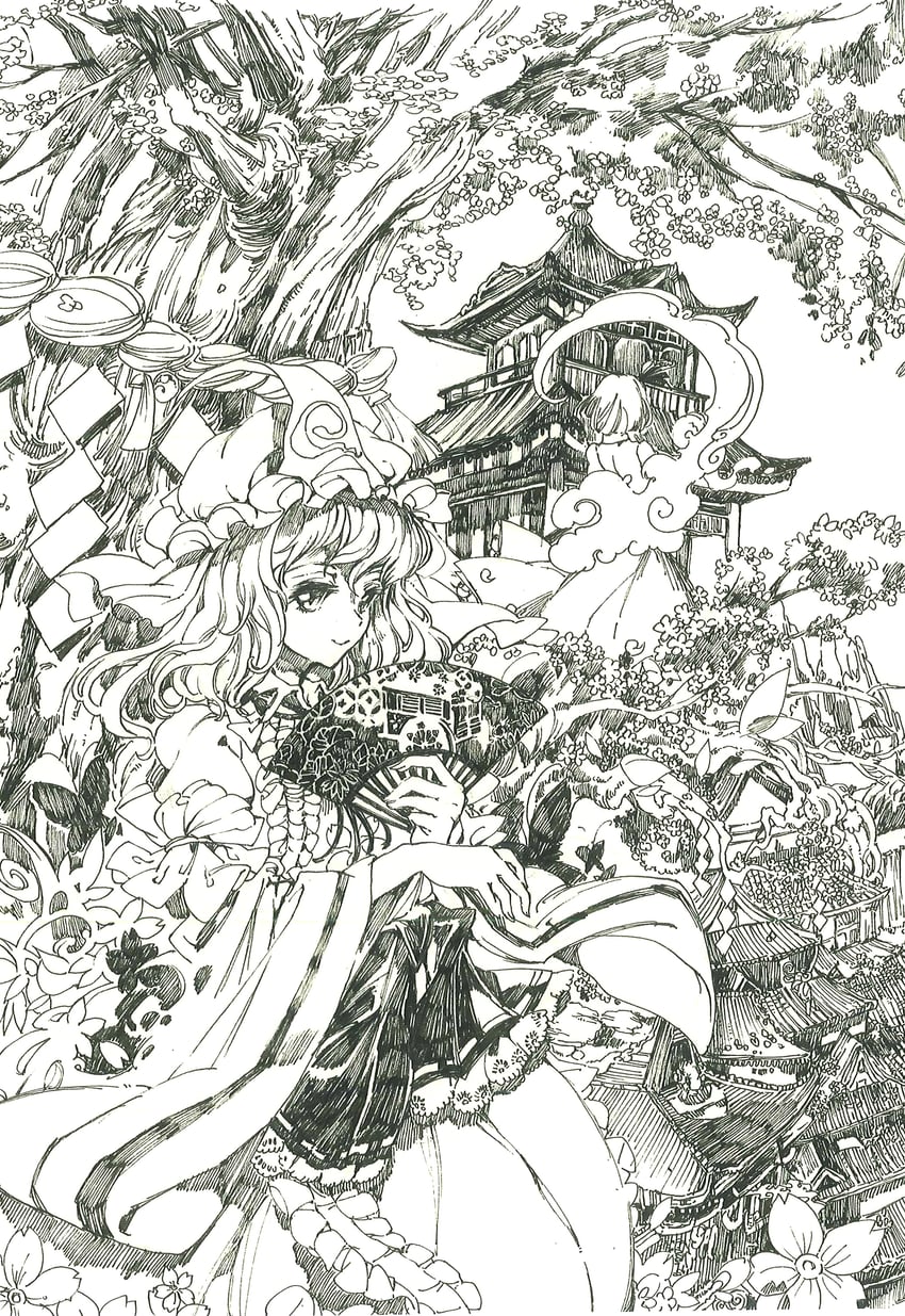 konpaku youmu, saigyouji yuyuko, and saigyou ayakashi (touhou) drawn by lan_chuan_huo_dao
