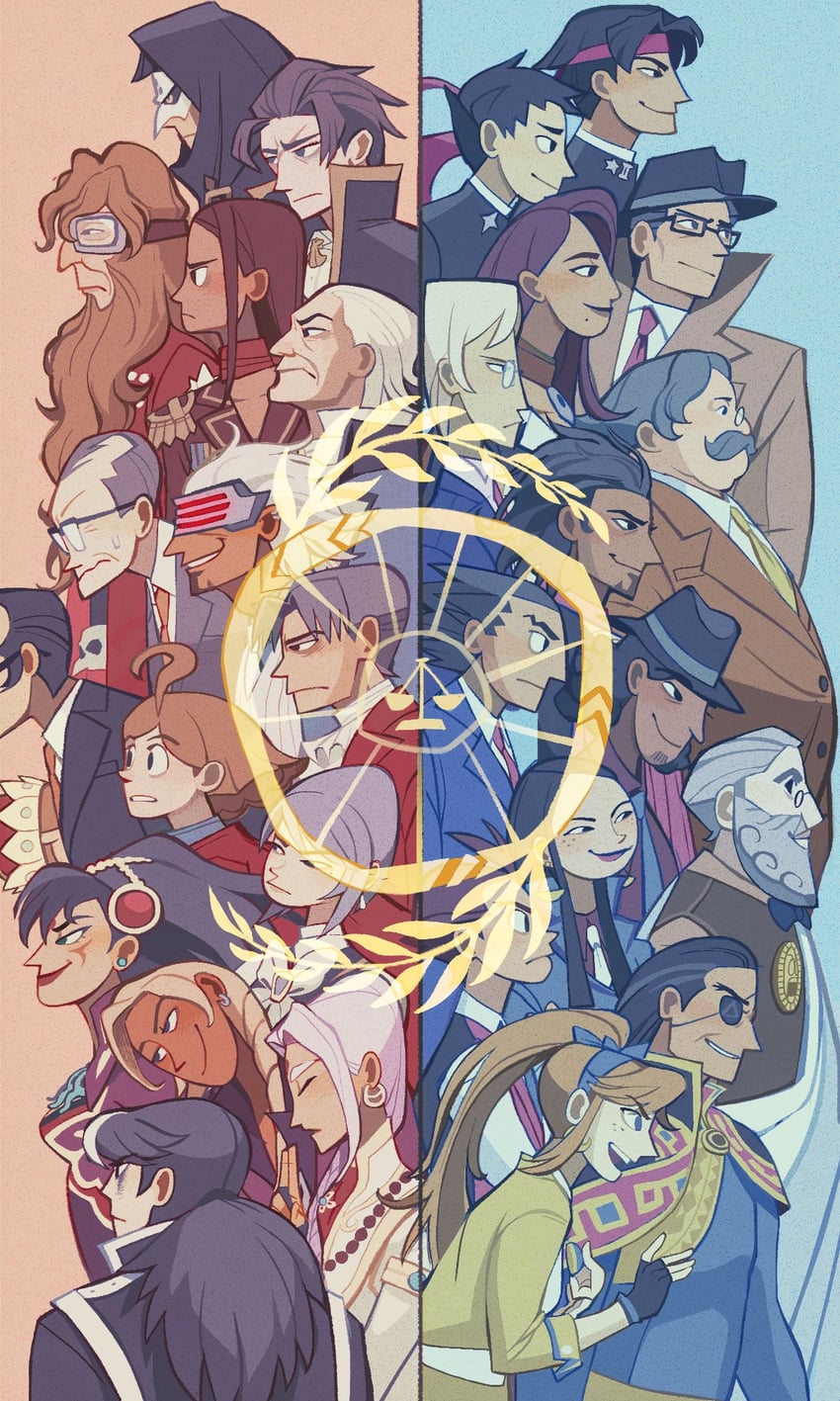 phoenix wright, miles edgeworth, apollo justice, franziska von karma, athena cykes, and 23 more (ace attorney and 8 more) drawn by time_stables