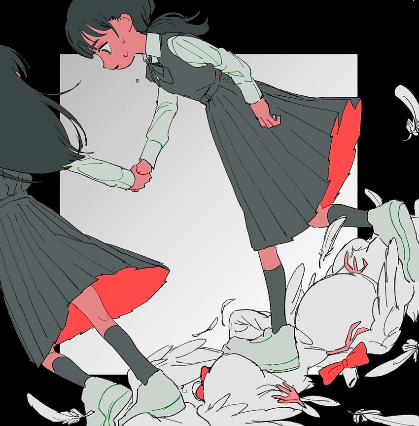 yoru, mitaka asa, and bucky (chainsaw man) drawn by happa_mochii