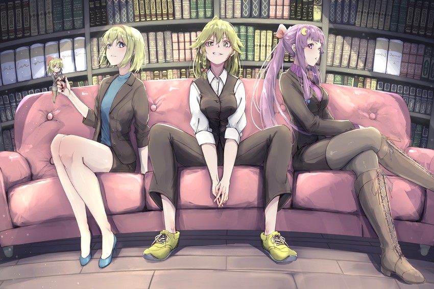 kirisame marisa, alice margatroid, patchouli knowledge, and shanghai doll (touhou) drawn by danboru_(jdanboru1182)