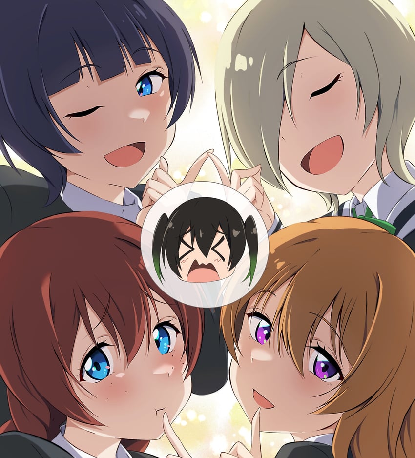 takasaki yu, emma verde, asaka karin, konoe kanata, and mia taylor (love live! and 1 more) drawn by zasshoku_ojisan