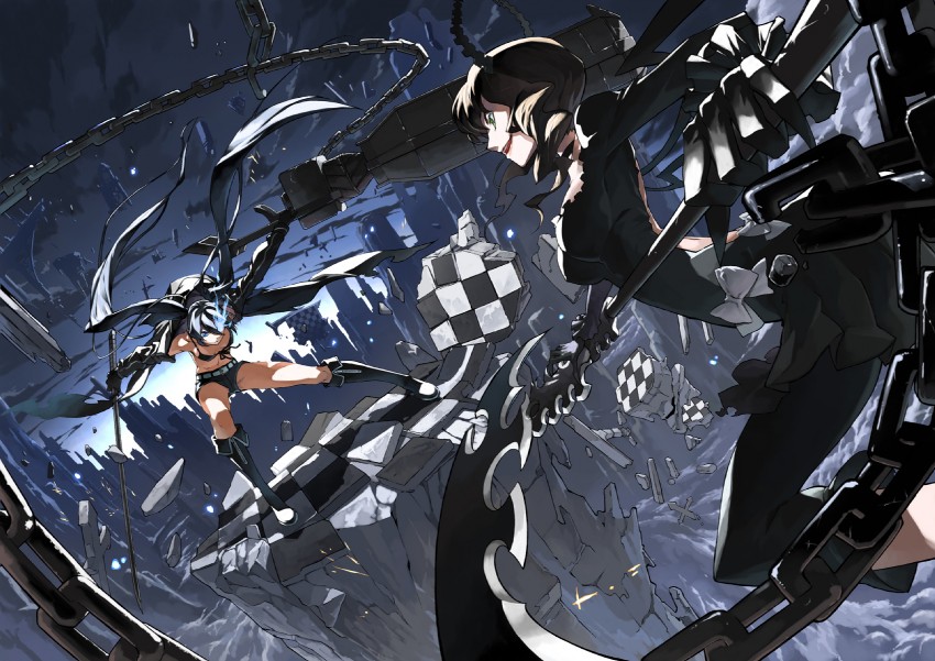 black rock shooter and dead master (black rock shooter) drawn by justminor