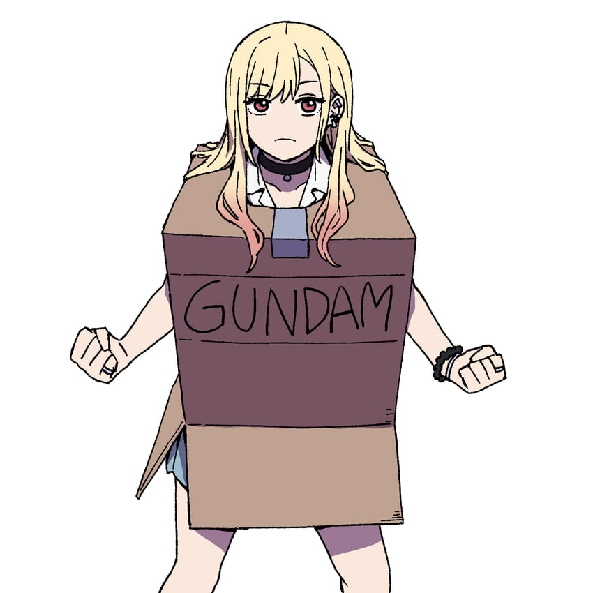 kitagawa marin and cardboard box gundam (sono bisque doll wa koi wo suru) drawn by onsen_tamago_(hs_egg)