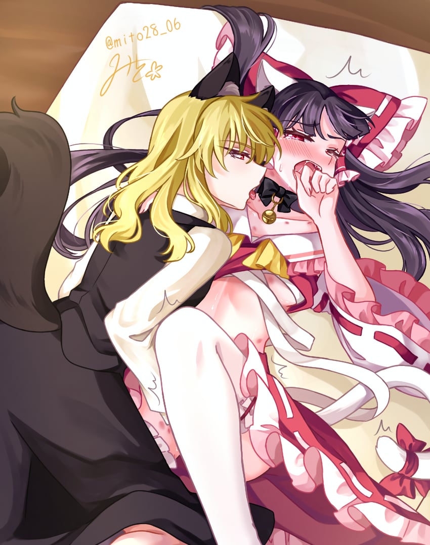 hakurei reimu and kirisame marisa (touhou) drawn by mito_(fate)