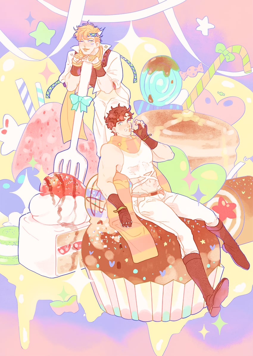 joseph joestar and caesar anthonio zeppeli (jojo no kimyou na bouken and 1 more) drawn by kong_(kdo7)