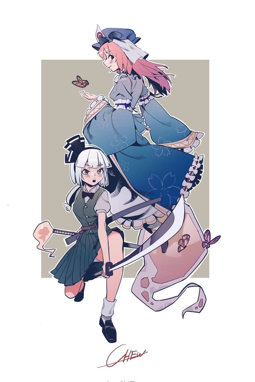 konpaku youmu and saigyouji yuyuko (touhou) drawn by chenwei_jun