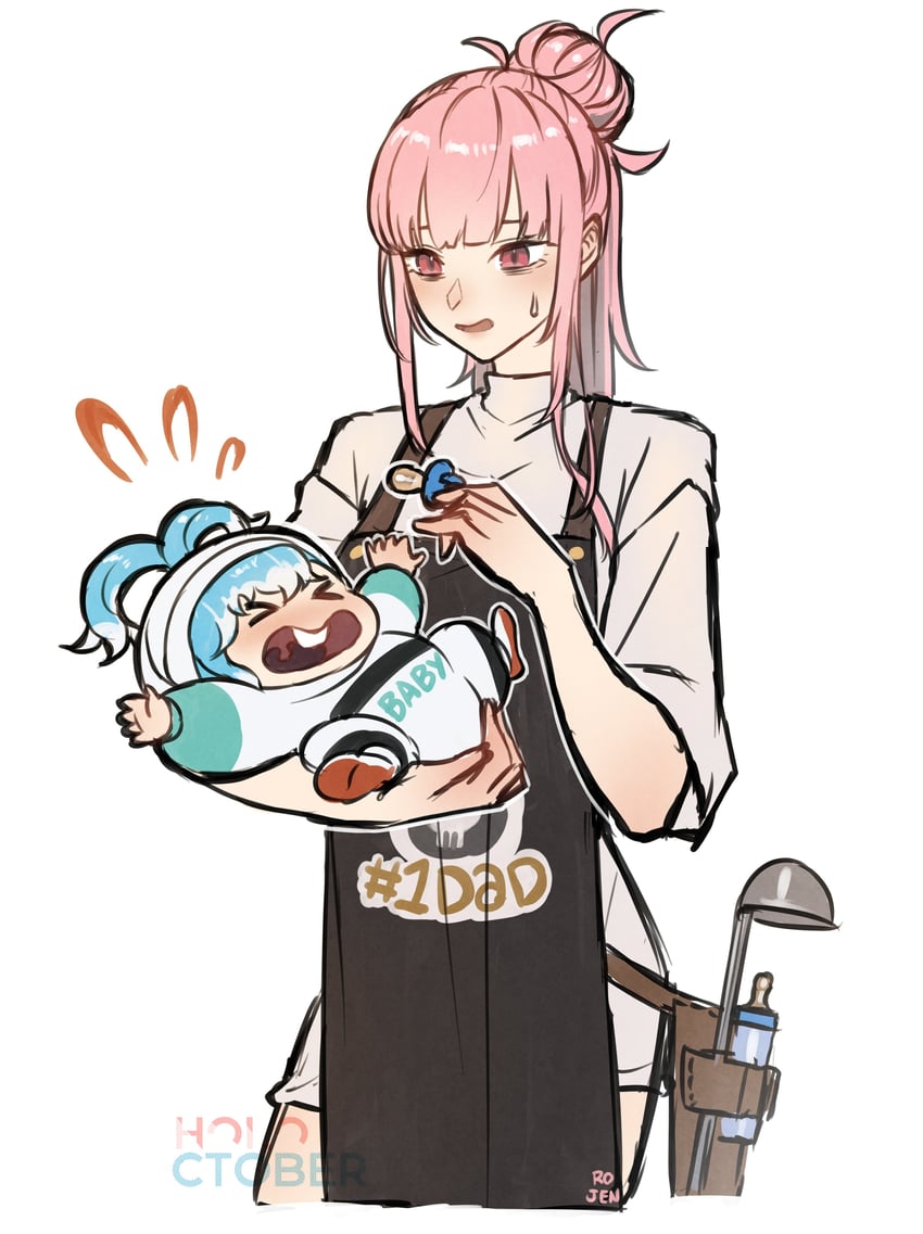 mori calliope and kobo kanaeru (hololive and 2 more) drawn by rojen