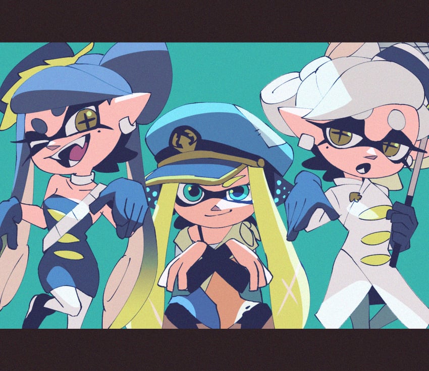 agent 3, callie, captain 3, and marie (splatoon and 1 more) drawn by ukata