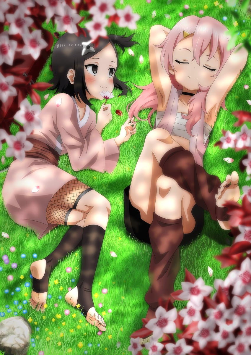 benisumomo and touwata (kunoichi tsubaki no mune no uchi) drawn by riokasen