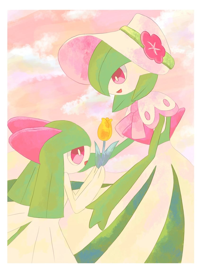 gardevoir and kirlia (pokemon and 1 more) drawn by sorashiramu