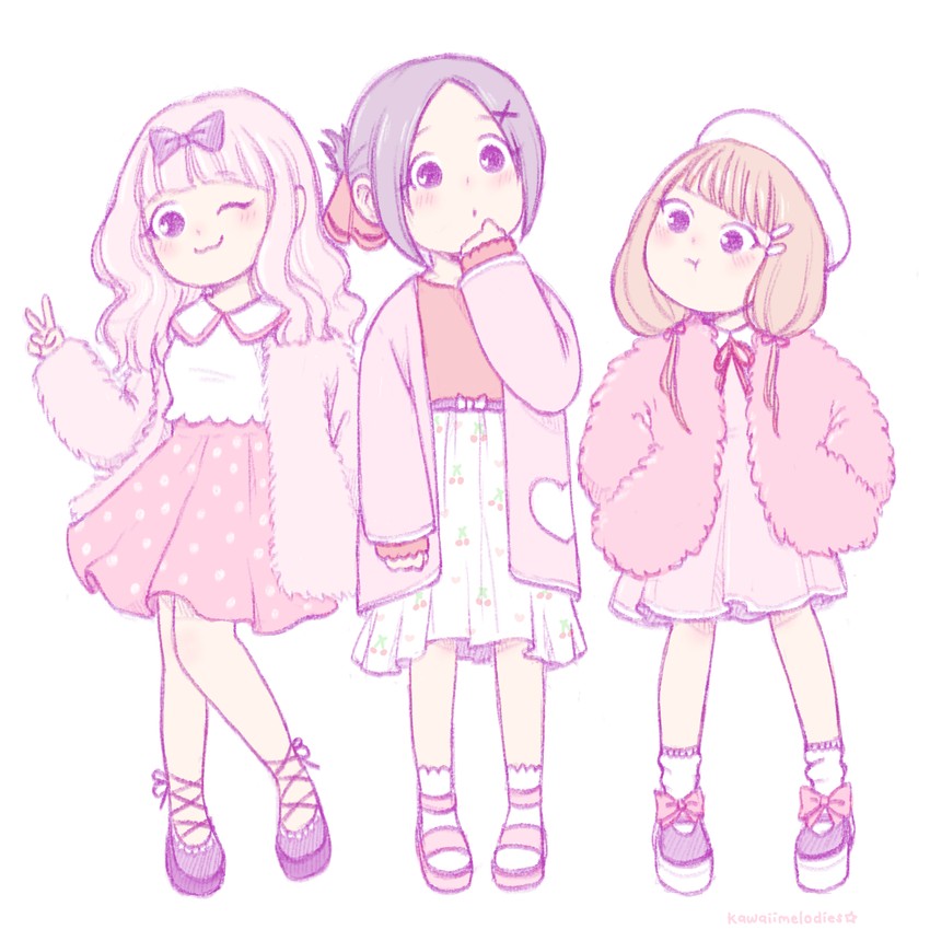 shinomiya kaguya, fujiwara chika, and iino miko (kaguya-sama wa kokurasetai ~tensai-tachi no renai zunousen~) drawn by kawaiimelodies
