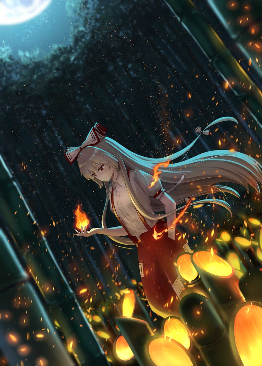fujiwara no mokou (touhou and 1 more) drawn by luke_(kyeftss)
