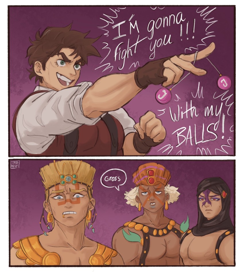 joseph joestar, kars, wamuu, and esidisi (jojo no kimyou na bouken and 1 more) drawn by ijessbest