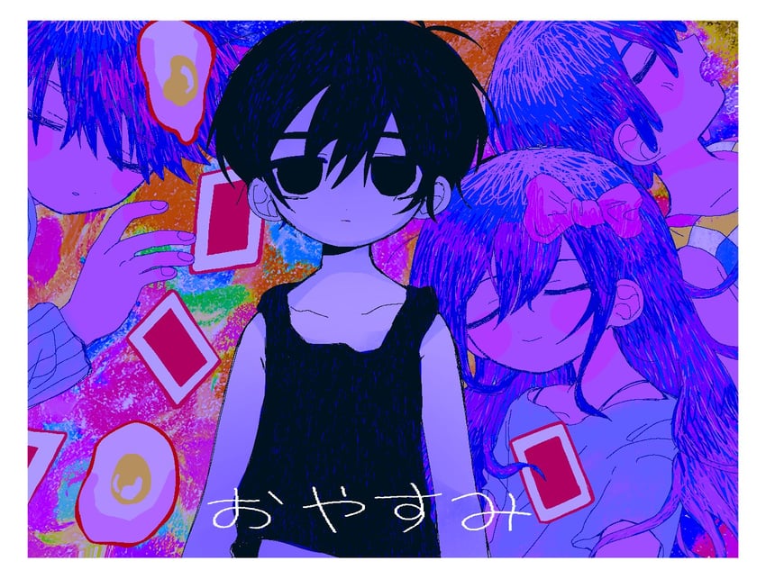 omori, aubrey, kel, and hero (omori) drawn by kobanzame_omo