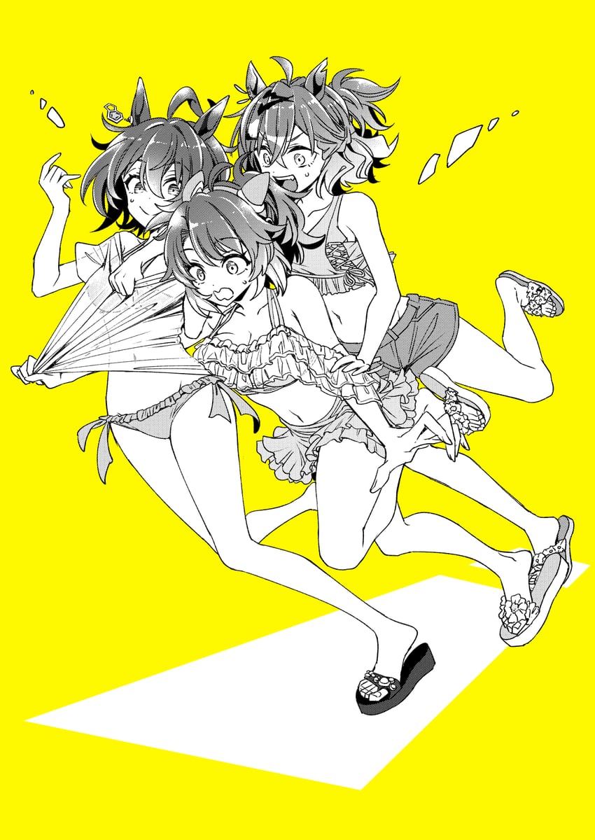 agnes tachyon, jungle pocket, and dantsu flame (umamusume) drawn by my_sweet_megane and rium_(msize)
