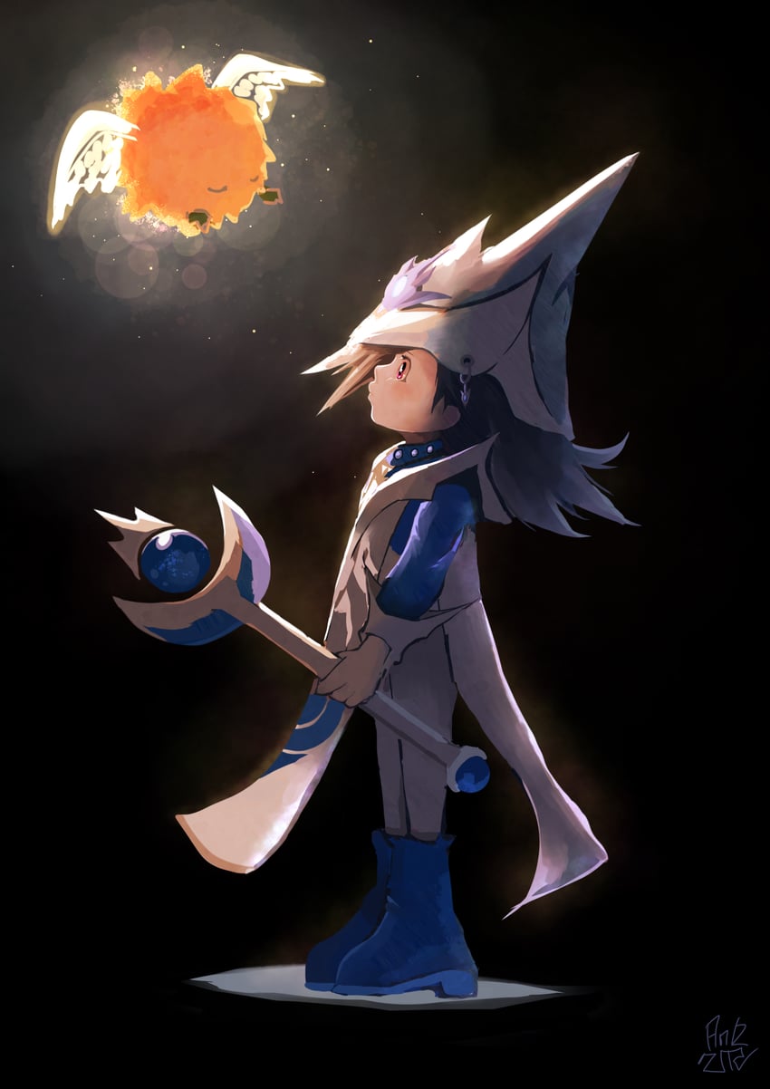 silent magician, winged kuriboh, and silent magician lv4 (yu-gi-oh!) drawn by red_bean_donuts_(andnuts)