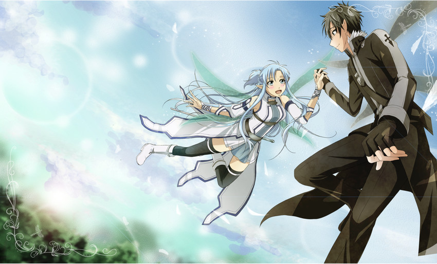asuna and kirito (sword art online) drawn by nao_(infinity)