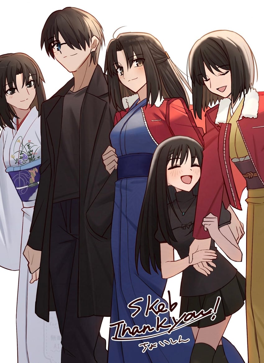 ryougi shiki, void shiki, kokutou mikiya, and ryougi mana (kara no kyoukai) drawn by shintyoi2