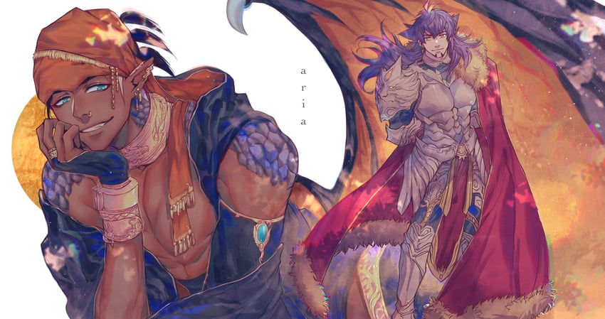 leon and raihan (pokemon and 1 more) drawn by chiyo_(miichiyochin)