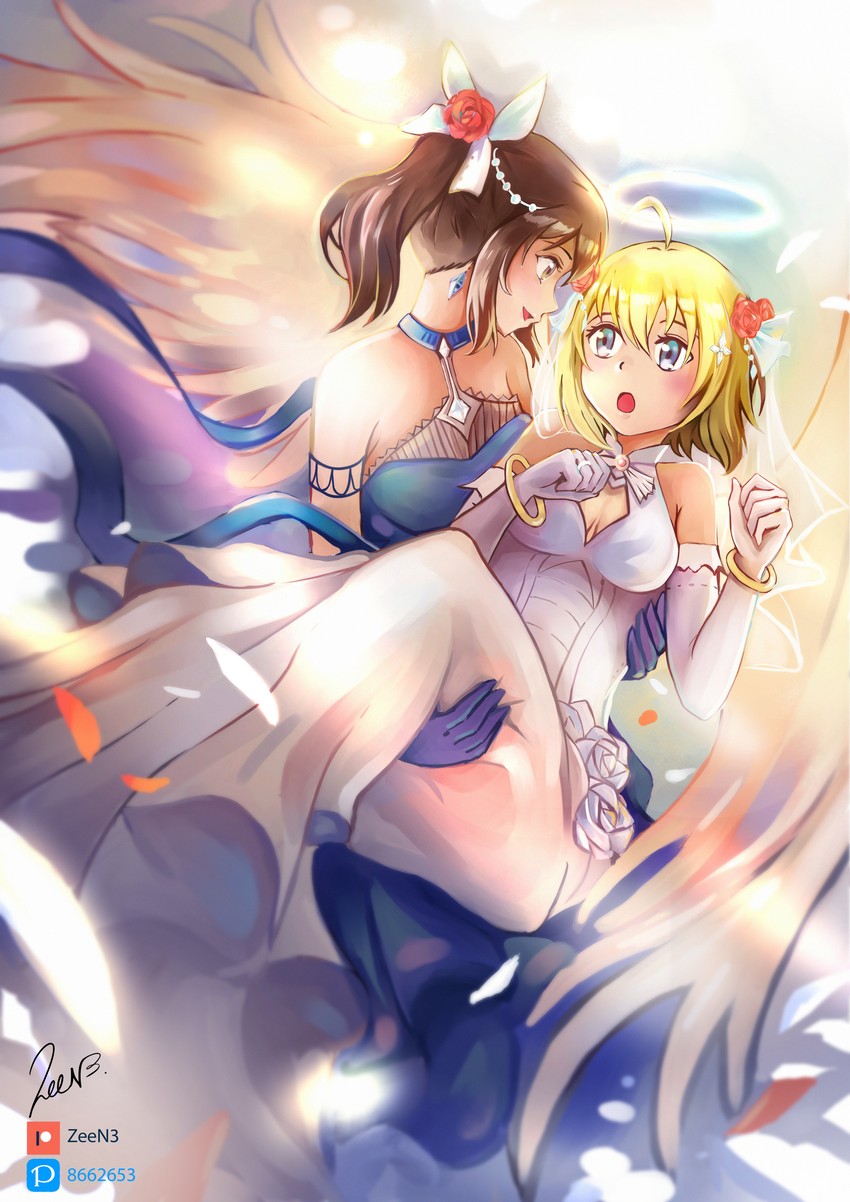 maple and sally (itai no wa iya nano de bougyoryoku ni kyokufuri shitai to omoimasu) drawn by zee_n3