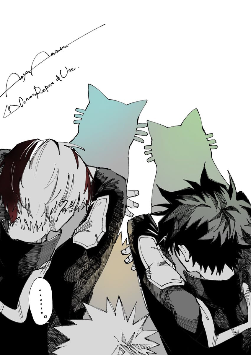 midoriya izuku, bakugou katsuki, and todoroki shoto (boku no hero academia) drawn by aoya_anzu