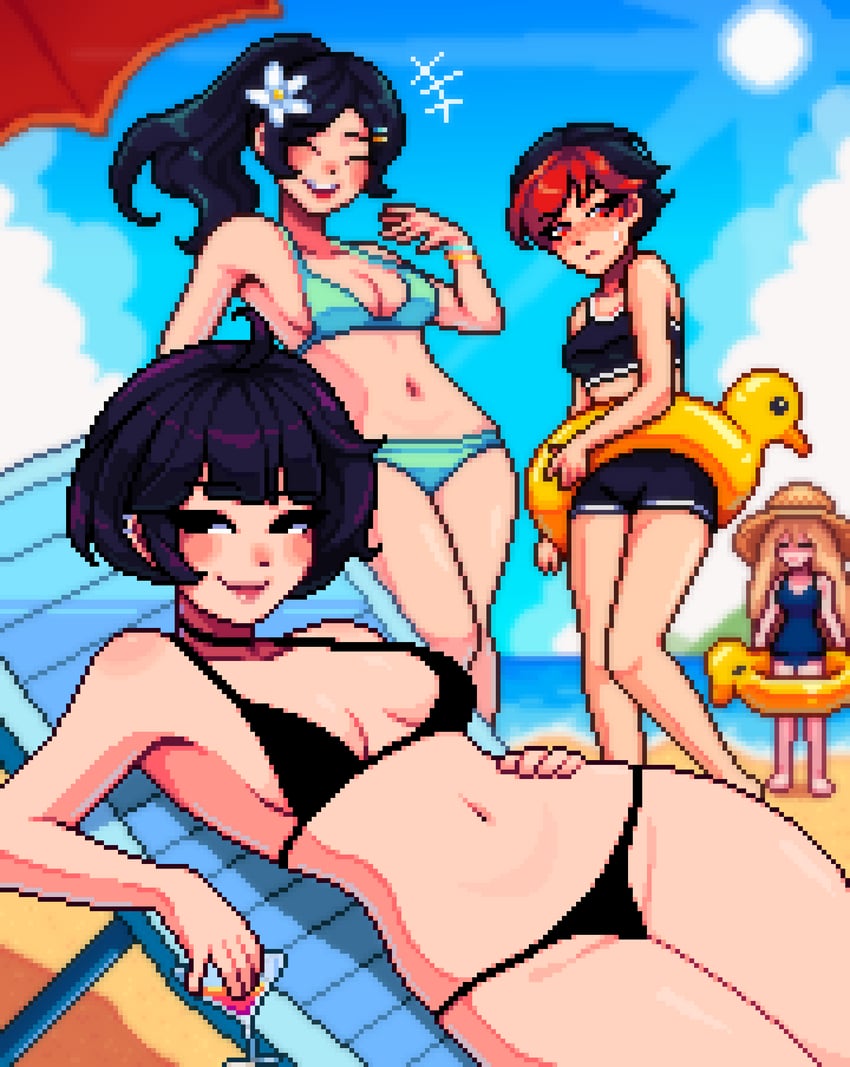 yumykon, kana fujisawa, kari kozhevnikova, and netsu kazegawa (yumyverse) drawn by yumykon