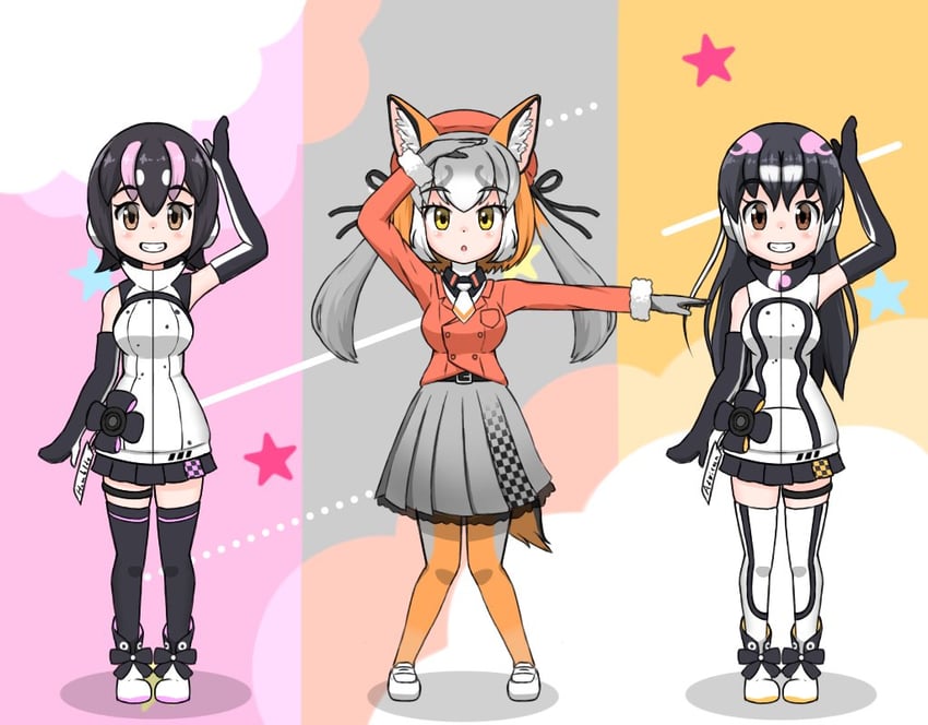 island fox, humboldt penguin, and african penguin (kemono friends and 1 more) drawn by unihulu