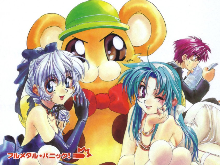 chidori kaname, teletha testarossa, sagara sousuke, and bonta-kun (full metal panic! and 1 more) drawn by shikidouji