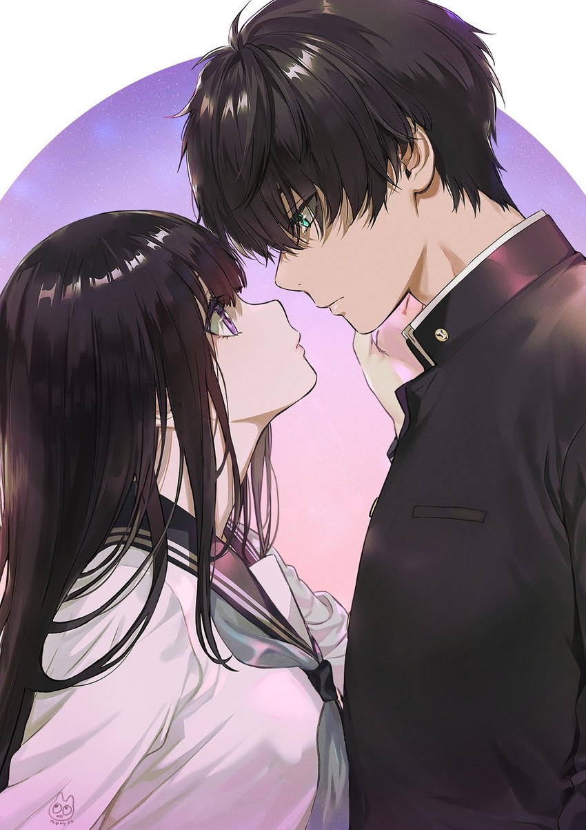 chitanda eru and oreki houtarou (hyouka) drawn by mery_(yangmalgage)