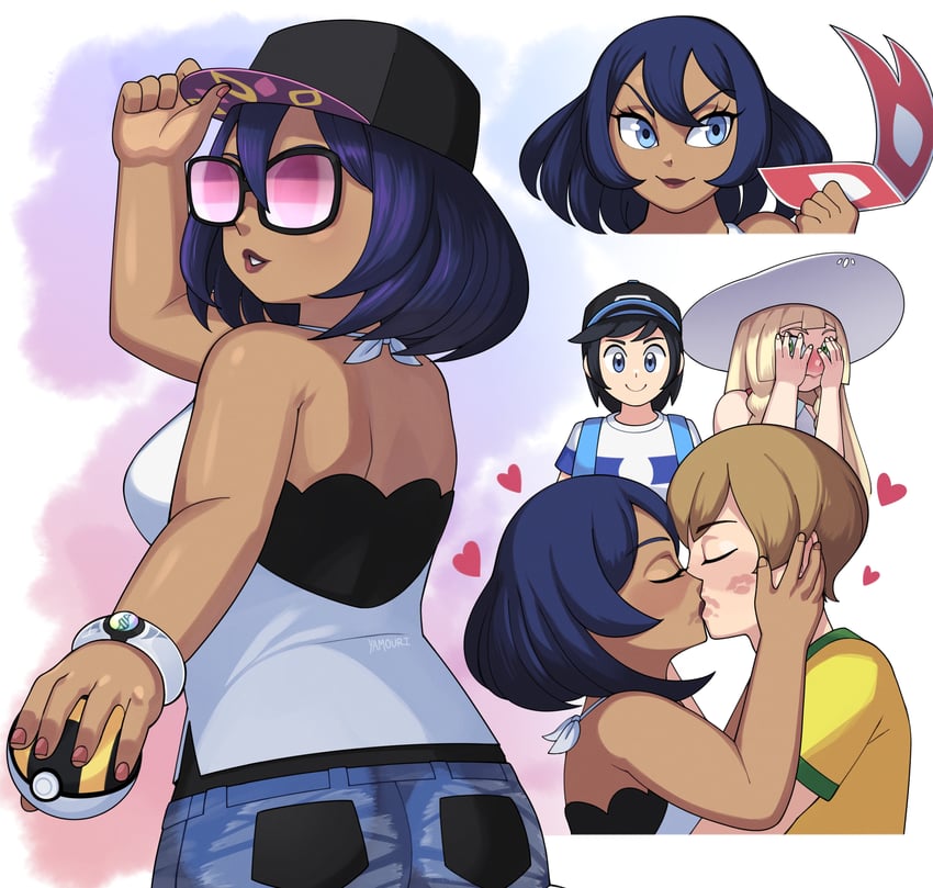 lillie, elio, sina, and dexio (pokemon and 2 more) drawn by yamouri