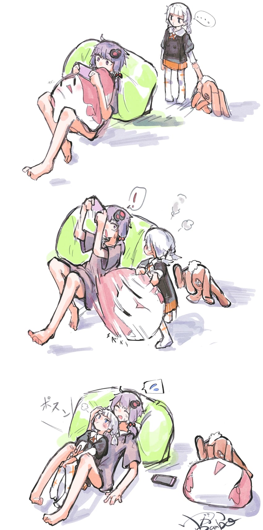 yuzuki yukari, kizuna akari, and seyanaa (vocaloid and 2 more) drawn by yzkmoq_00