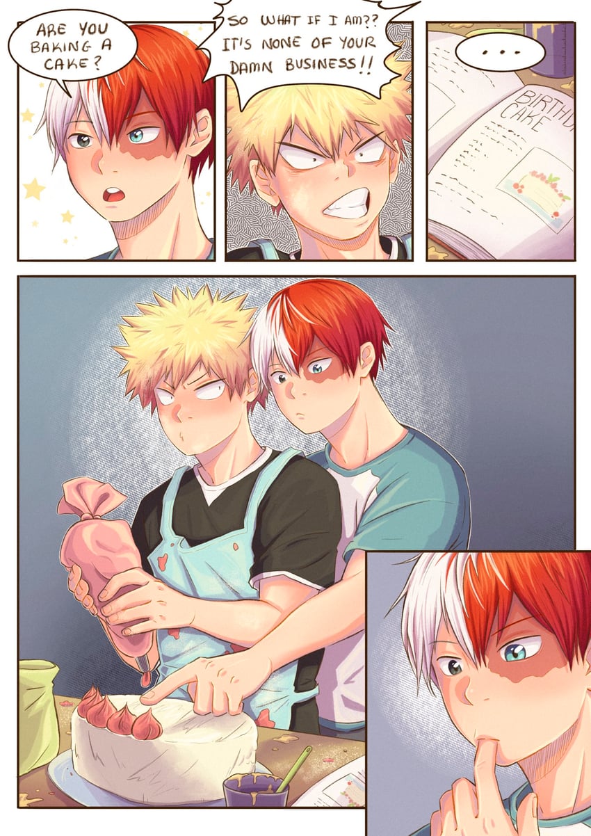 bakugou katsuki and todoroki shoto (boku no hero academia) drawn by ainudraws