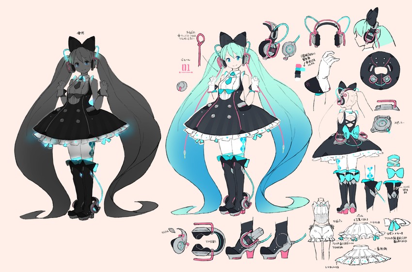 hatsune miku and magical mirai miku (vocaloid and 2 more) drawn by len_(a-7)