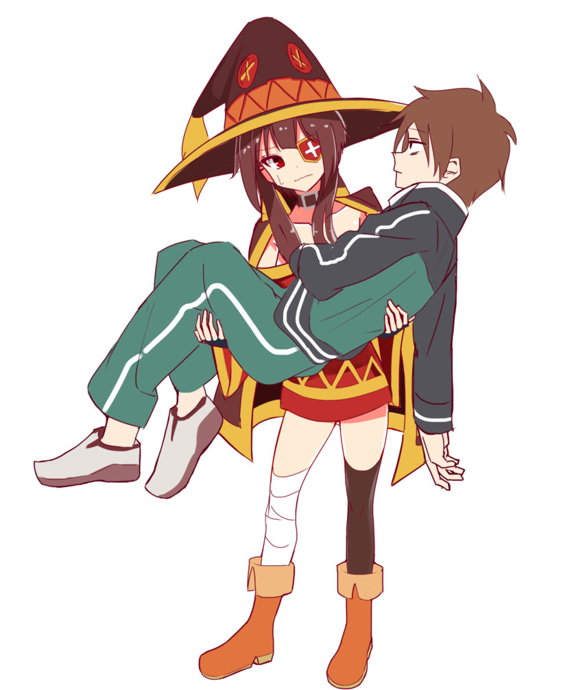 megumin and satou kazuma (kono subarashii sekai ni shukufuku wo!) drawn by shirousa