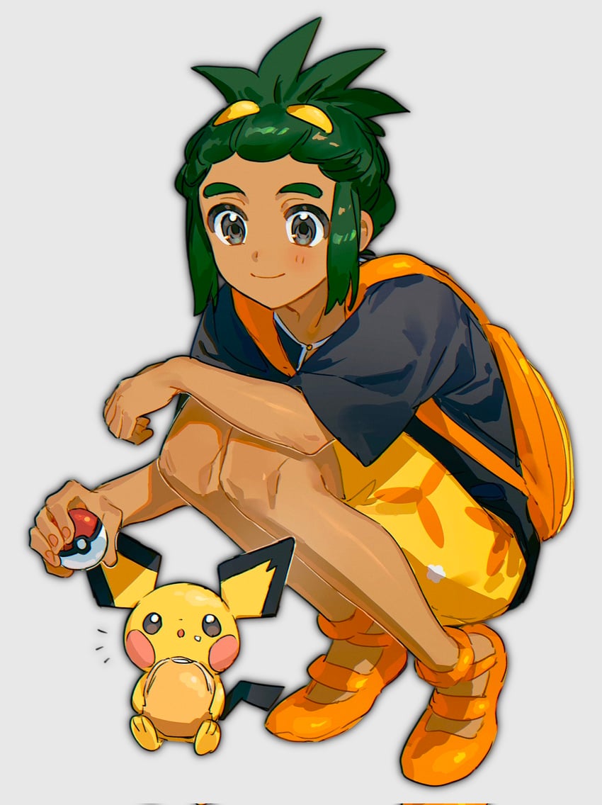 pichu and hau (pokemon and 1 more) drawn by fua1heyvot4ifsr