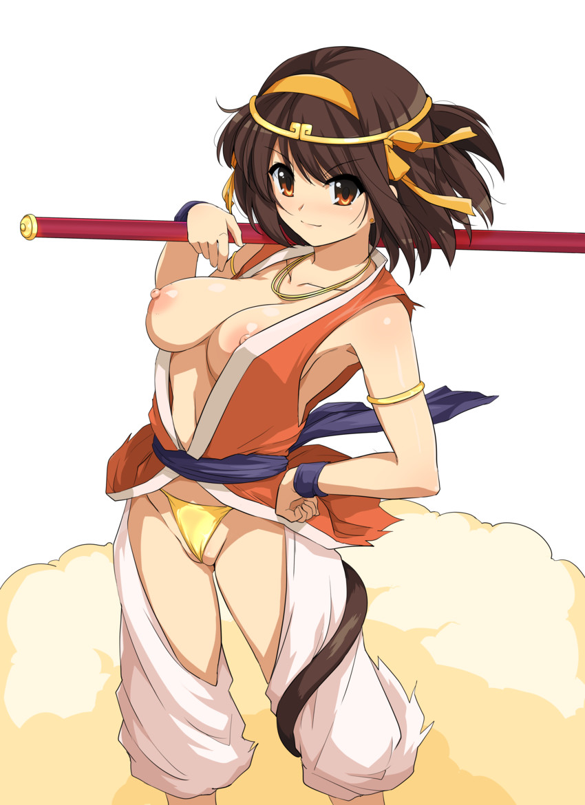 suzumiya haruhi and sun wukong (suzumiya haruhi no yuuutsu and 1 more) drawn by haruhisky