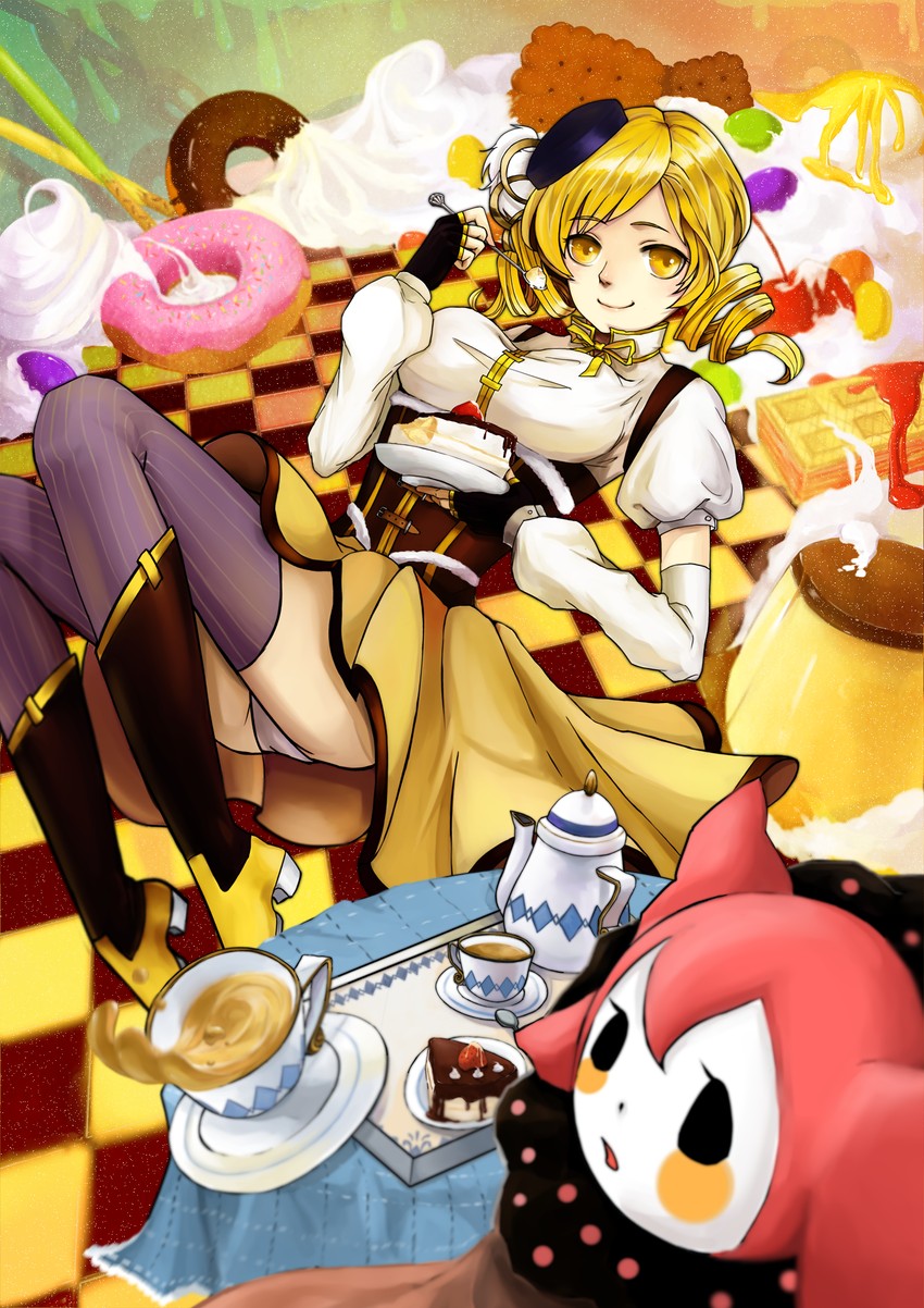 tomoe mami and charlotte (mahou shoujo madoka magica) drawn by rebecca_7478