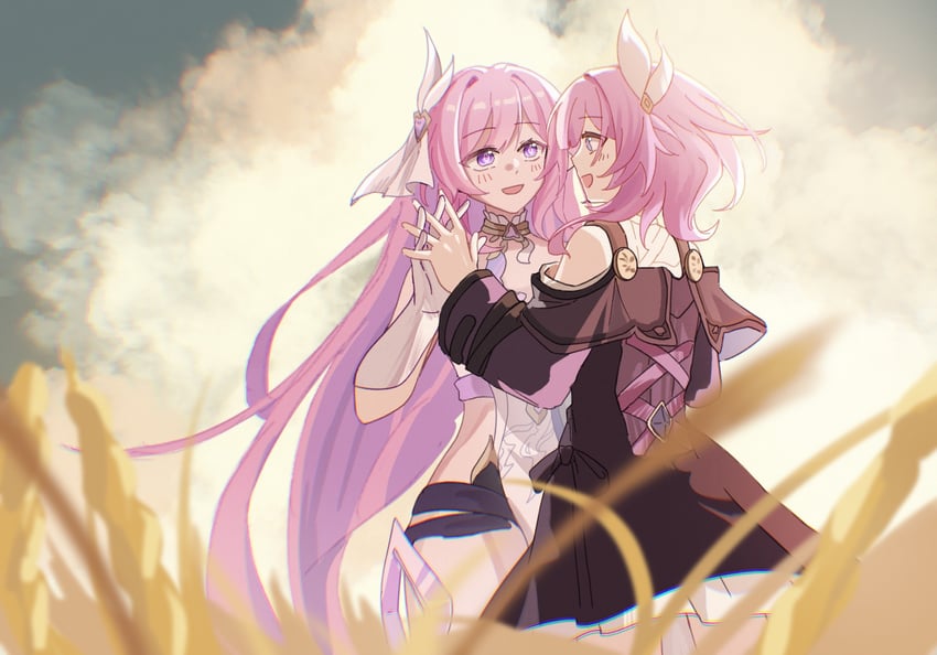 elysia, cyrene, inoue marina, and yanning (honkai and 2 more) drawn by faber_fubei