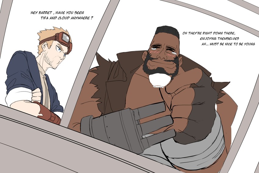 barret wallace and cid highwind (final fantasy and 2 more) drawn by dishwasher1910