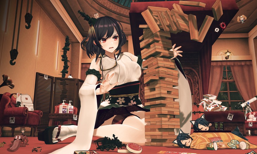 shigure, yuudachi, tenryuu, yamashiro, fusou, and 1 more (kantai collection) drawn by ffkw
