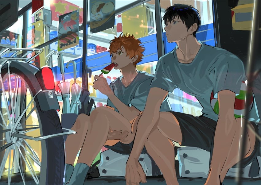 hinata shouyou and kageyama tobio (haikyuu!! and 1 more) drawn by atie1225