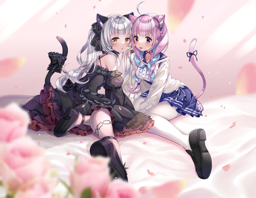 minato aqua and murasaki shion (hololive) drawn by kashiba_aira