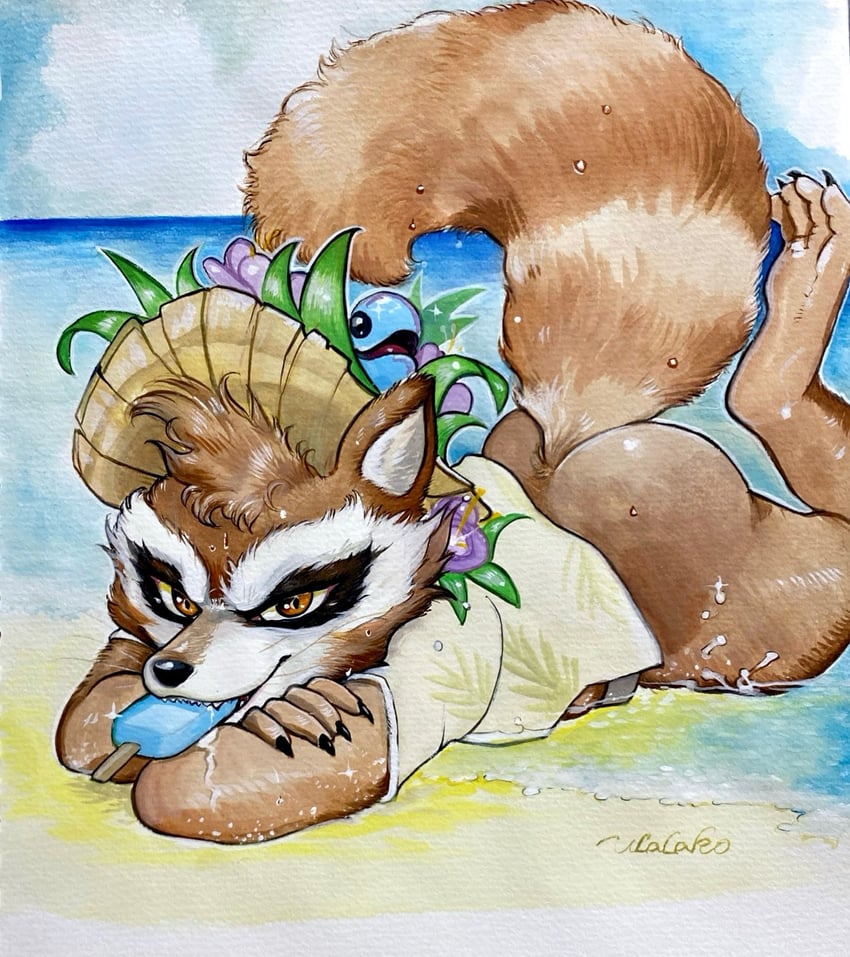 rocket raccoon (marvel and 1 more) drawn by ulala_ko