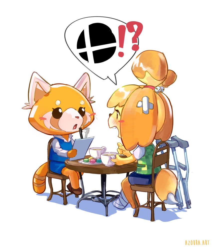 isabelle and retsuko (super smash bros. and 2 more) drawn by azoura