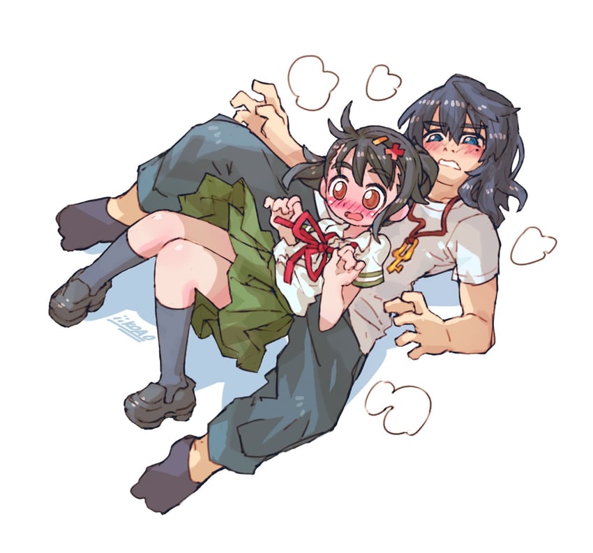 iwato suzume and munakata souta (suzume no tojimari) drawn by iikoao